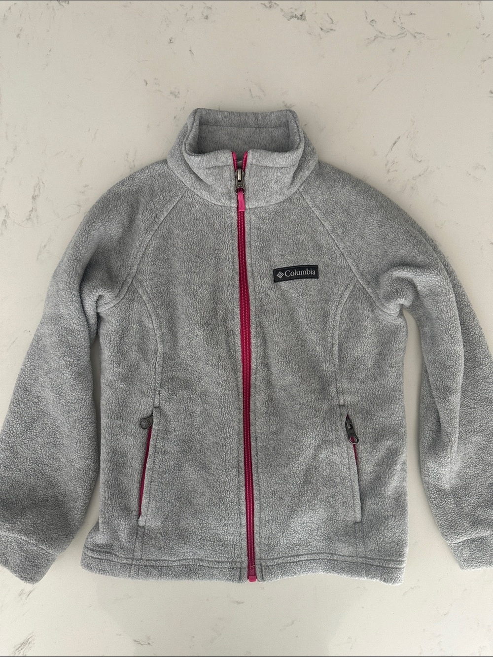 Columbia Gray Fleece Jacket with Pink Zipper